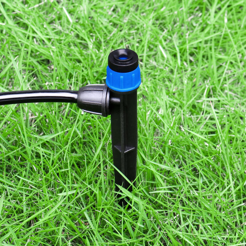 [Australia - AusPower] - Drip Irrigation Emitters Fittings: Adjustable Irrigation Sprayer for 1/4 inch Drip Tubing Full Circle Vortex Stream Dripper on 5" Arrow Stake Barbed Locked Nuts Connectors (50 Pieces) Blue Vortex Emitters-50P 