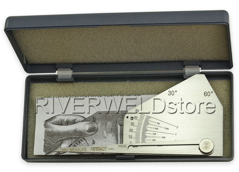 [Australia - AusPower] - RIVERWELD Skew-T Fillet Weld Gauge Gage Checking Angle of Vertical Member Weld Acute Side Obtuse Side Welding Inspection 