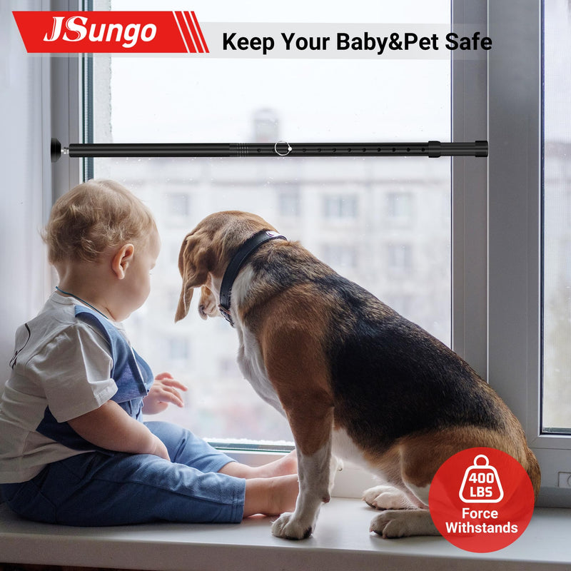 JSungo 2-in-1 Sliding Door Security Bar, Upgrade Doors Stoppers Security, Heavy-Duty Door Jammer Doors Stopper for Sliding Window, Adjustable Door Jammer for Home, Apartment, and Hotel, Black, 1 Pack