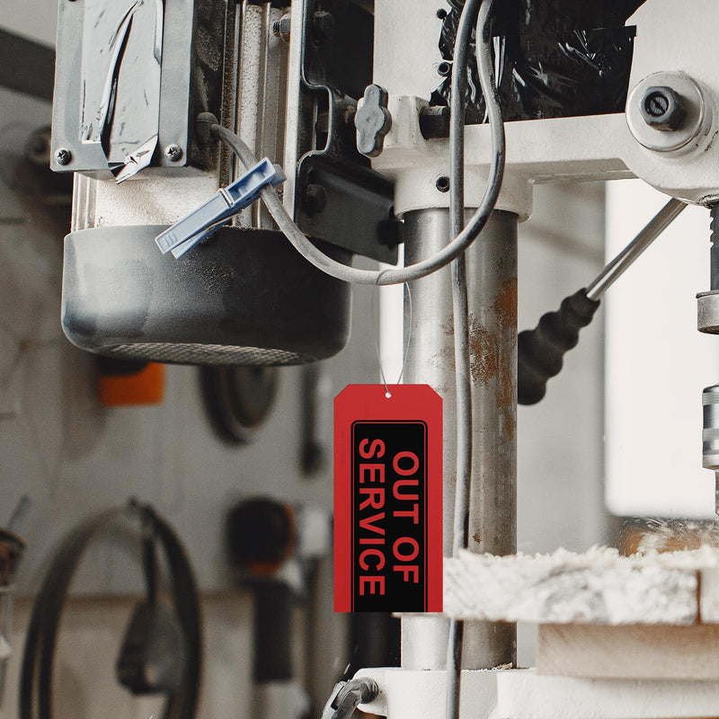 Out of Service Tags,50-pk Red Repair Tags with Wires Attached,Tear & Water Resistant PVC-Plastic,Maintenance Repair