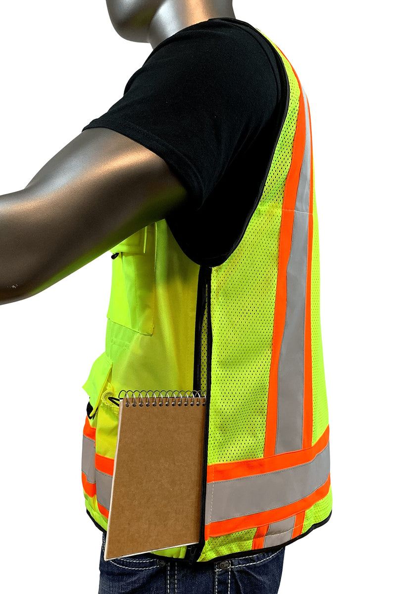 Vero1992 (F Safety Vest For Men's, Engineer High Visibility Vest With Pockets and Zipper, Reflective safety vest Medium-Large Yellow