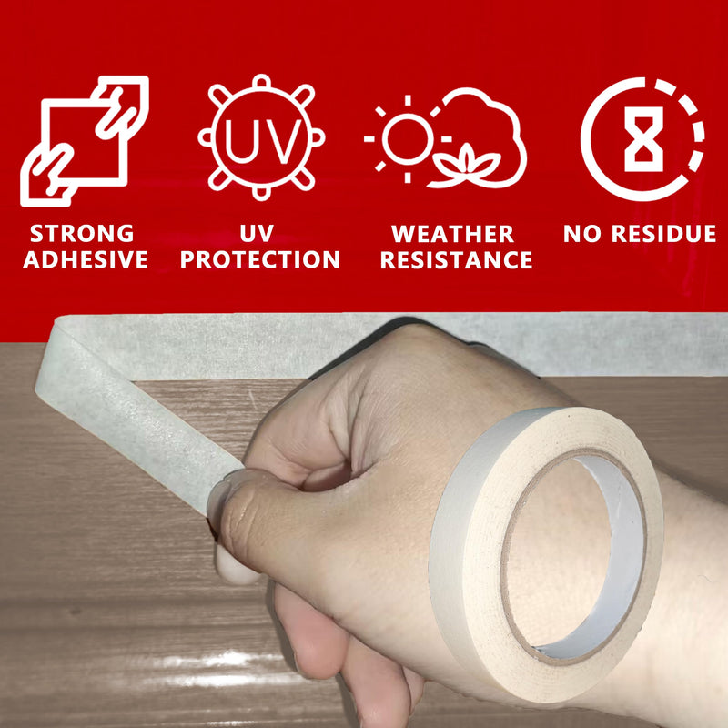 [Australia - AusPower] - SWRT Masking Tape 0.75 Inch x 55 Yards, Pack of 4 Rolls, Adhesive Painting Tape Bulk for General Purpose Beige White Color, Paper Tape for Painting, Crafting, School Stationery, Arts, Home Use etc 