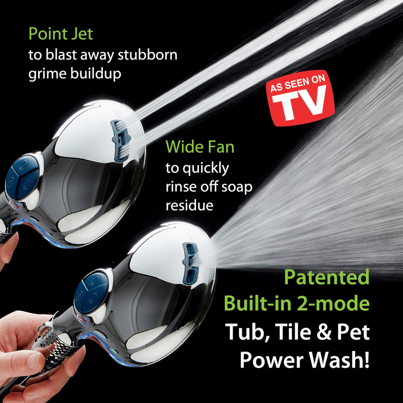 AquaCare 4X High Pressure 10-mode Filter Handheld Shower Head with Dual Power Wash - Clean Tub, Tile & Pets, Remove Chlorine, Metals & Toxins from Water to Protect Skin, Hair & Nails. Chrome Finish
