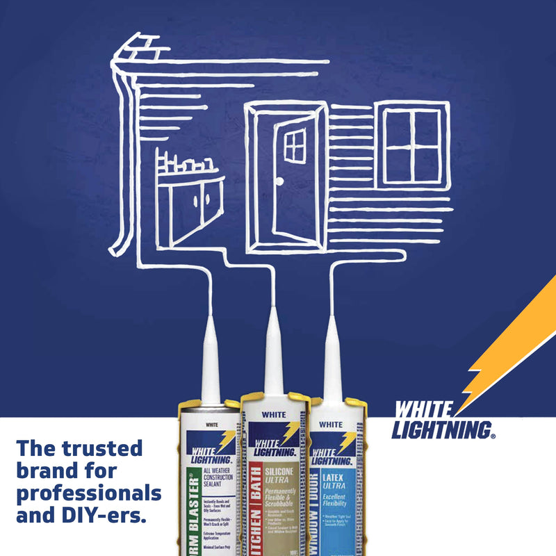 [Australia - AusPower] - White Lightning WL30060 3006 Siliconized Acrylic Latex All Purpose Caulk, 10 oz Cartridge, White 