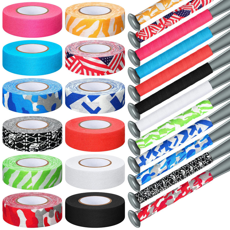Sosation 12 Rolls Bat Grip Tape Comfortable and Soft Full Adhesive Baseball Softball Precut Batting Grip Tape Replacement for Sports 0.98 x 393.7 Inch Texture