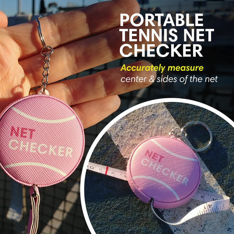 Scoring Right Net Checker Tennis Net Height Measuring Tape and Keyring Pink
