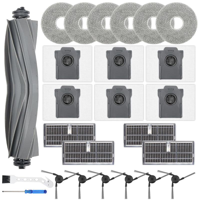 [Australia - AusPower] - 25 Pack Accessories for Dreame L40 Ultra / L40 Gen2 / X40 Ultra/Master, MOVA P10 / P50 Pro Ultra Robot Vacuum Replacement Parts - Main Brush, Active Filters, Mop Pads, Dust Bags, Side Brushes 