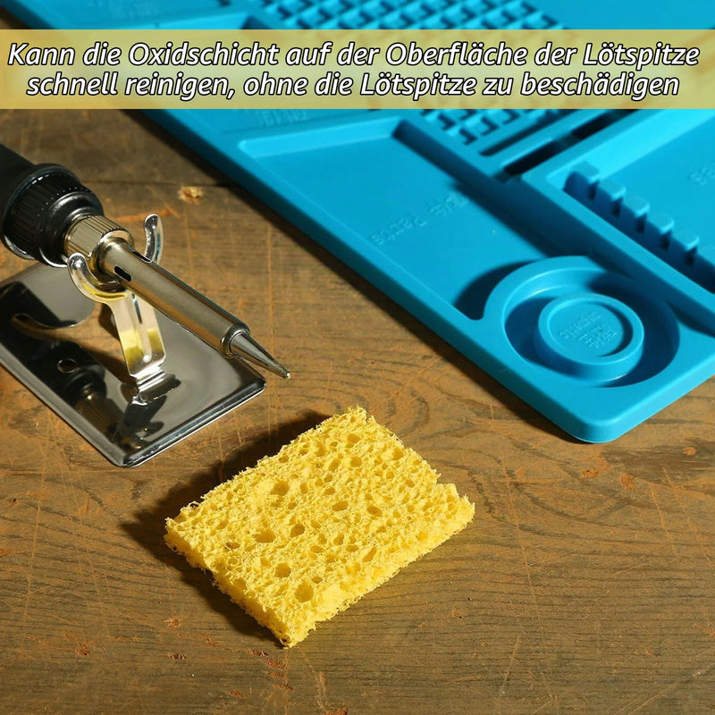 30 pieces cleaning sponge, soldering iron cleaning sponge, replacement sponge, welding cleaning sponge, industrial sponge, soldering iron cleaner pads, with tweezers for clean soldering tips | Schweißreinigungsschwamm,Industrial Schwämme,Lötkolben Löts...