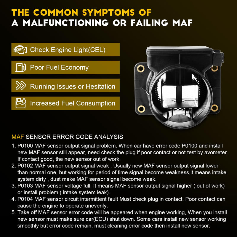 OCPTY Mass Air Flow Sensor Fits for Mitsubishi Lancer 2002-2007 MF21114 E5T08471 AA17460020 213-3616 MD343605