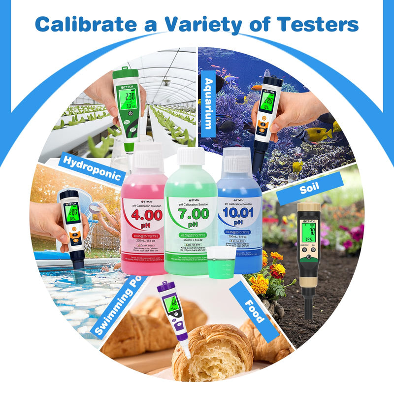 [Australia - AusPower] - pH Temp Meter for Food and Soil with 8.4oz pH 4.00 Calibration Solution, 8.4oz pH 7.00 Calibration Solution and 8.4oz pH 10.01 Calibration Solution, 2 in 1 pH Temp Tester with Calibration Solution 