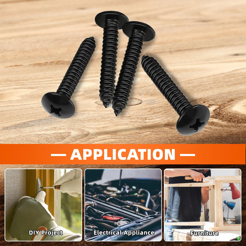 [Australia - AusPower] - #14 x 3/4" Truss Head Self Tapping Wood Screws Sheet Metal Screws, Black Finish, 304 Stainless Steel 18-8, 50 PCS #14 x 3/4" 