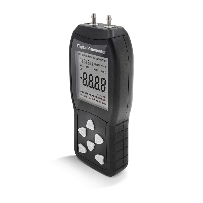 [Australia - AusPower] - AR1890P1, Digital Air Pressure Manometer to Measure Gauge & Differential Pressure ±13.79kPa / ±2 psi / ±55.4 H2O with 304 Stainless Steel Static Tube 5.13" x 2.34" Length 