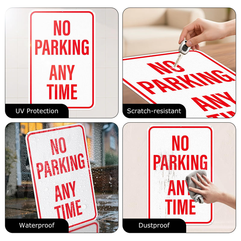 18" × 12" No Parking Anytime Sign Reflective Aluminum 2 Pack Rust Free Metal No Parking Signs for Driveway Business Garage Outdoor Red 12*18 No Parking