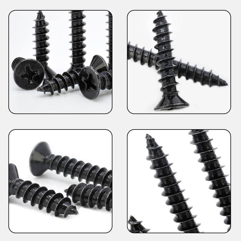 [Australia - AusPower] - #10 X 1" Black Screw,Flat Head Phillips Wood Screw, Electroplating Black Carbon Steel, 10 X 1-Inch, 75Pcs #10 x 1" Black Zinc Plated Screws 