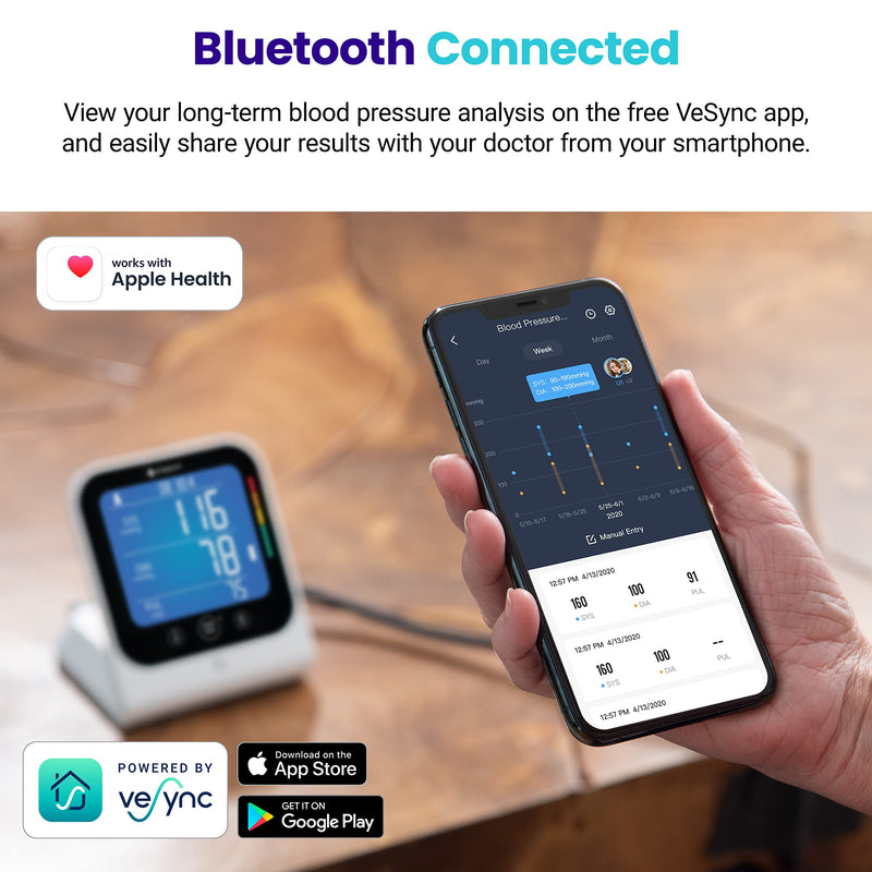 [Australia - AusPower] - Etekcity Smart Blood Pressure Monitor for Home Use, FSA HAS Store Eligible, Cuff for Standard Large Size Adult Arms, Bluetooth BP Machine with Data Storage, Diagnostic Kit, Family Supplies & Equipment New 
