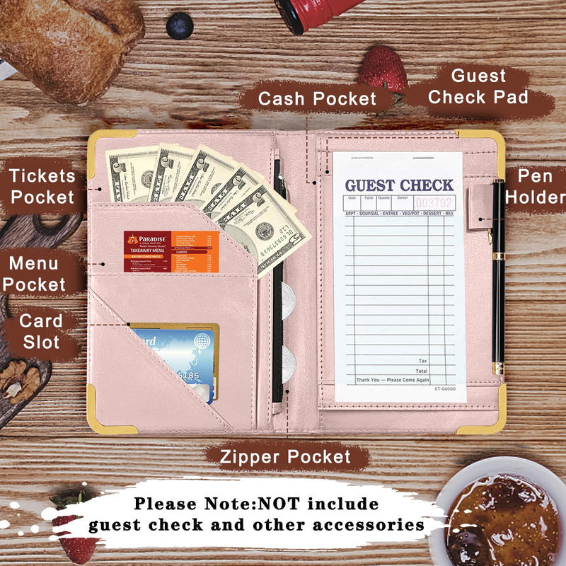 [Australia - AusPower] - Server Book, Alphabet Waitress Book for Waitress, Leather Waitess Book with Zipper Pocket, Server Manual Checkbook Fits Server Apron (A) A 