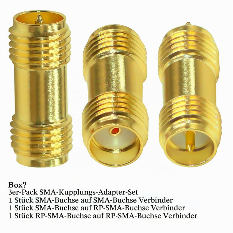 TUOLNK SMA Female to RP SMA Female RF Connector Kit RF Connector Converter for Antenna Radio Pack of 3