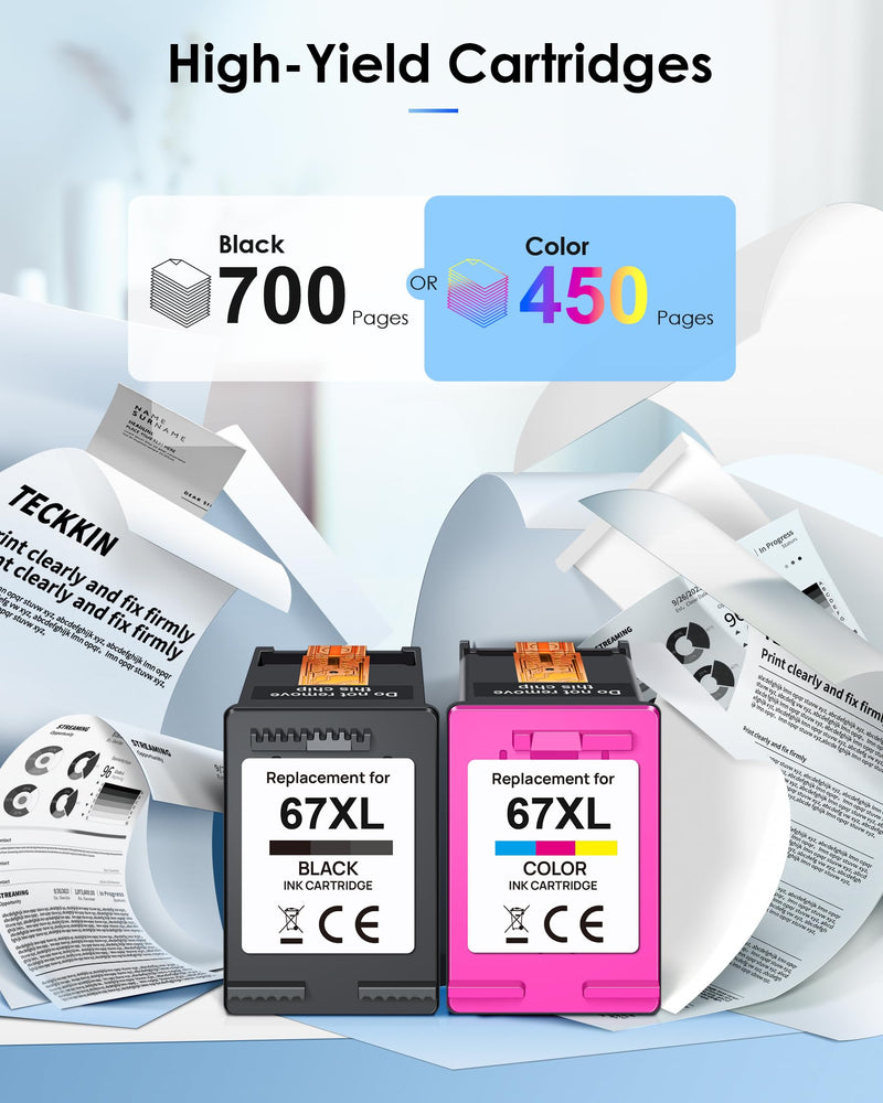 [Australia - AusPower] - 67XL Ink Cartridges Black/Color Combo Pack Replacement for HP Ink 67 67XL for HP DeskJet 2700 2700e 2755e 2755 4155e 4155 Envy 6055e 6455e 6400 6055 Envy Pro 6452 6458 6475 (1 Black,1 Color) 