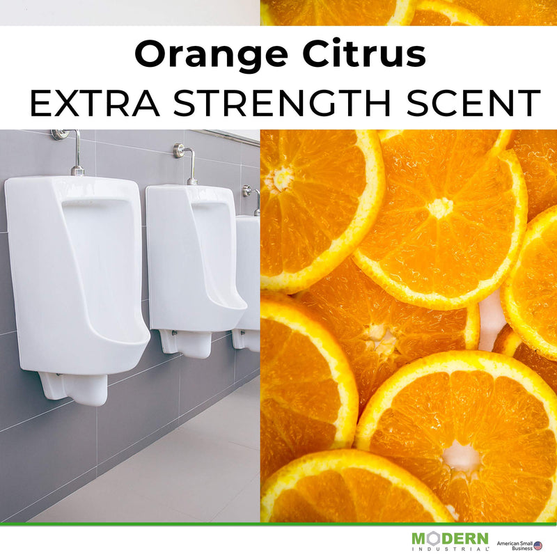 Modern Industrial Urinal Screen Deodorizer 10-Pack - Urinal Freshener and Urine Odor Eliminator - Fits Most Urinals in Schools, Restaurants, Offices, Long-Lasting Orange Citrus Scent - Orange