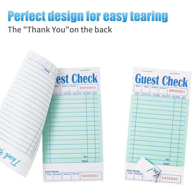 [Australia - AusPower] - 6 Pack Guest Checks Books for Servers Server Note Pads, Waiter Checkbook, Waitress Notepad for Restaurants, Paper Checks 50 Sheets/Pack, 300 Total Tickets Green 6pcs 