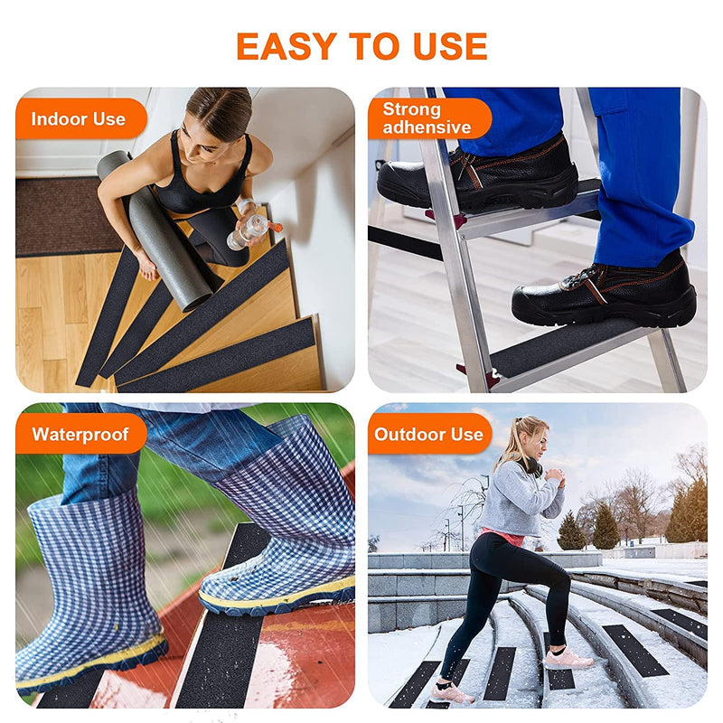 AISEY Anti Slip Traction Tape Outdoor 2 in x 60 Foot, Non Slip Safety Tape for Steps, Grip Tape for Stairs, Tread Tape Use on Walkways, Stairs, Ramps and Decks 2" X 20yd Black