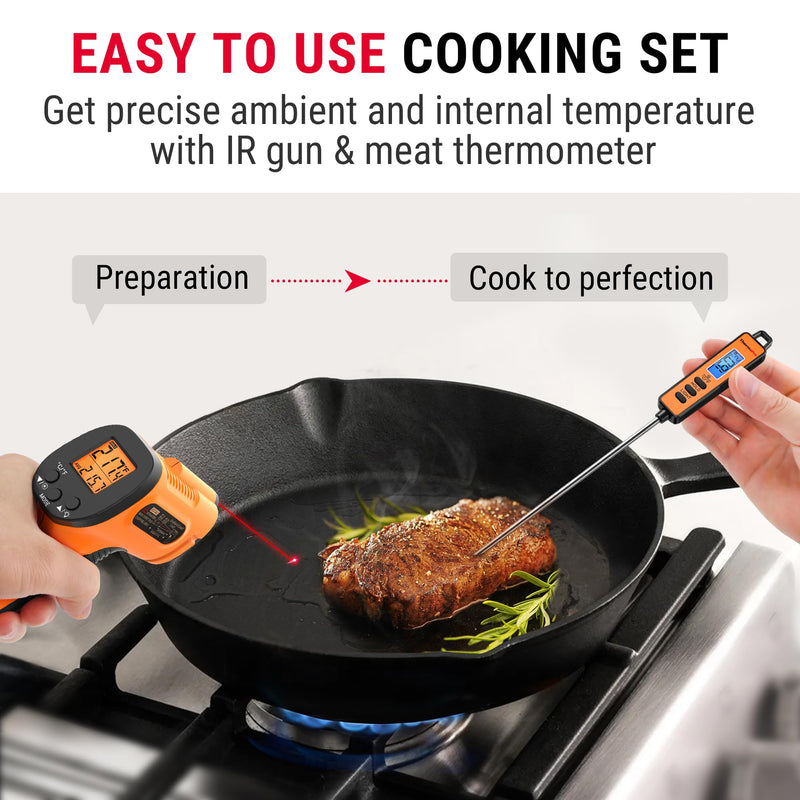 [Australia - AusPower] - 3-in-1 Bundle! Get 1 ThermoPro Temperature Gun, Infrared Thermometer Gun+Instant Read Meat Thermometer Digital 
