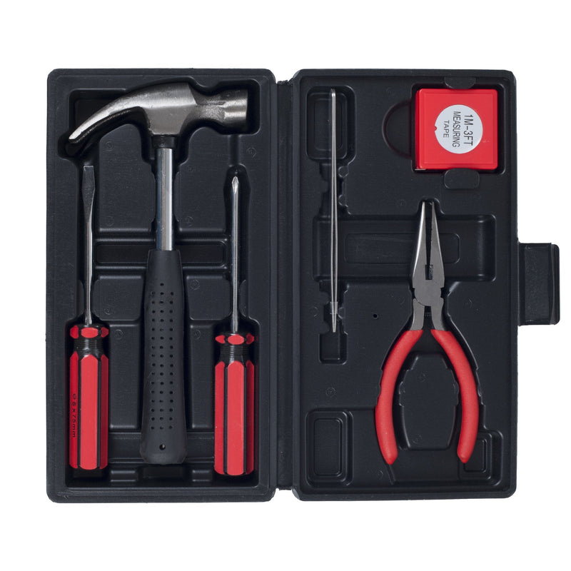 [Australia - AusPower] - Stalwart - 75-HT1007 Household Hand Tools, Tool Set - 6 Piece by , Set Includes – Hammer, Screwdriver Set, Pliers (Tool Kit for the Home, Office, or Car) Black Red 