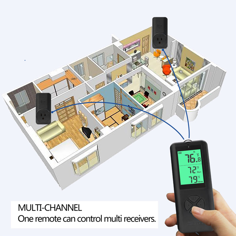 [Australia - AusPower] - DIGITEN Temperature Controller Wireless Thermostat Outlet Greenhouse Thermostat Wine Cooler Plug-in Temperature Controller Reptile Temperature Control Outlet Remote Control Tempreature Build-in Sensor 2. Black 