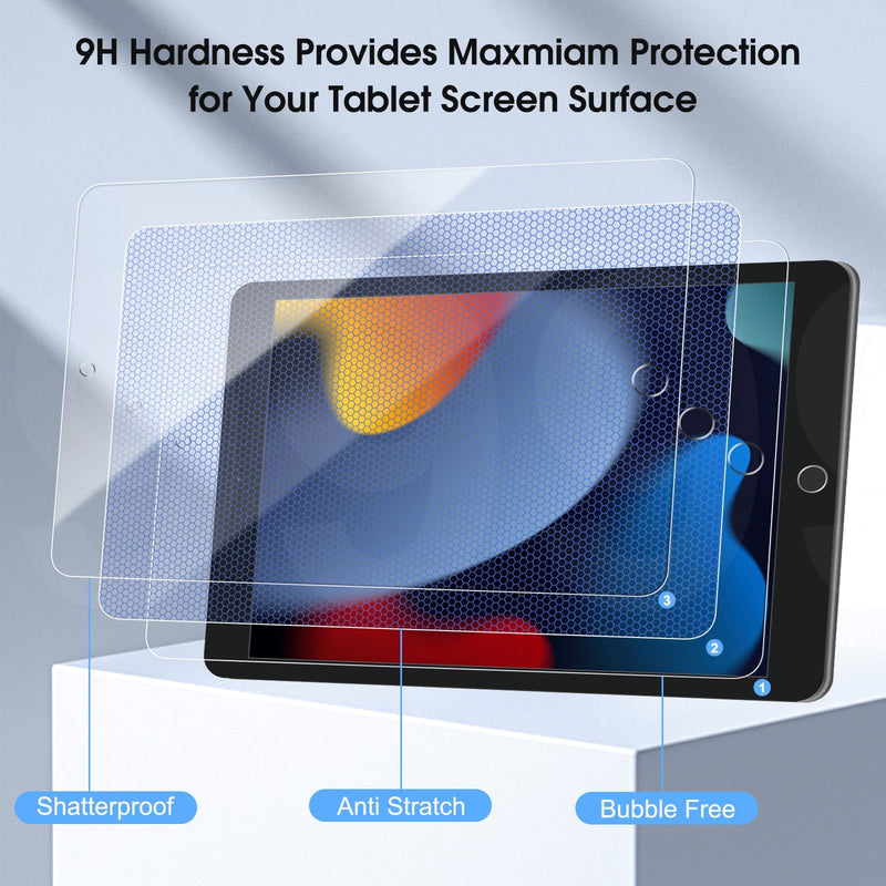 [Australia - AusPower] - 2 Pack Screen Protector Compatible with iPad 9th 8th 7th Generation 10.2 Inch, 9H Hardness HD Screen Tempered Glass Film Guard 