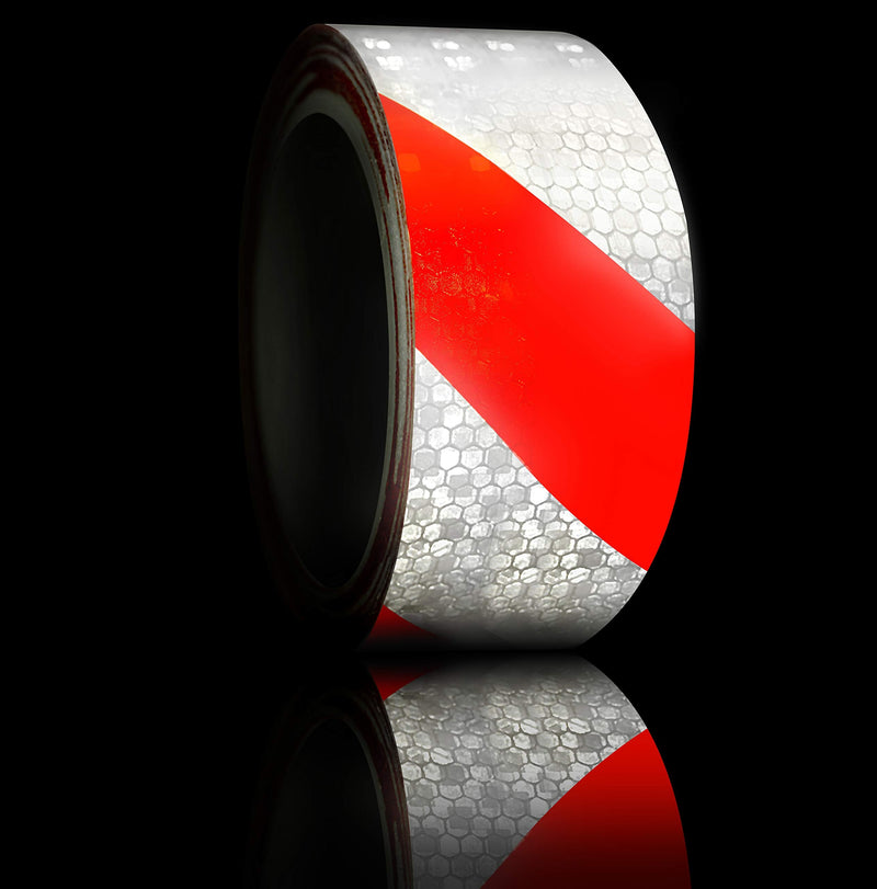 VViViD High-Intensity Reflective Red and White Striped Self-Adhesive Conspicuity Tape 2 Inch by 25 Foot Roll