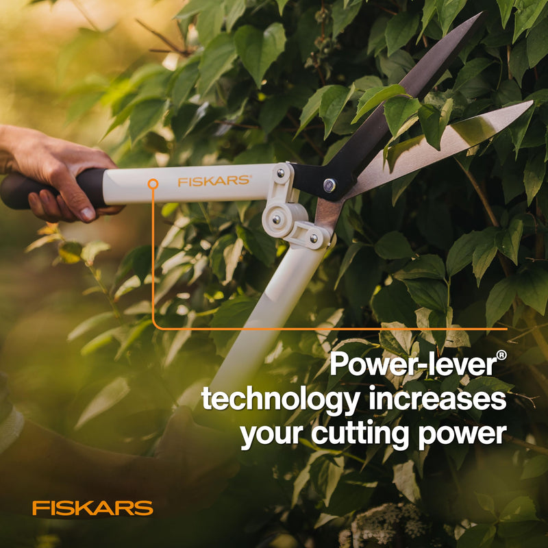 Fiskars Hedge Shears with PowerLever, Lightweight Garden Trimmers, White
