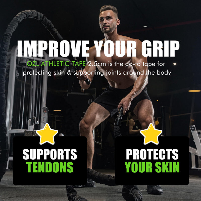 Athletic Tape - QZL 6 Rolls 1" 30‘ Versatile Medical Tape Bandage Tape, 100% Cotton Cloth Tape Adhesive for Ankle Wrist, Sport Tape for & Grip Tape for Hockey, Boxing, Volleyball, Turf, Football, Rock