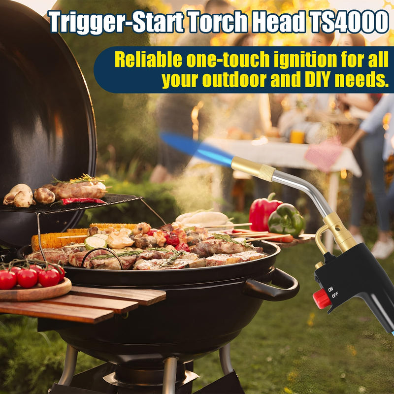 Trigger-Start Torch Head TS4000, High Intensity Flame Torch, MAPP/Propane Gas Torch Kit with Instant on/off Trigger for Light Welding, Soldering, Brazing, Heating, Thawing and More 1
