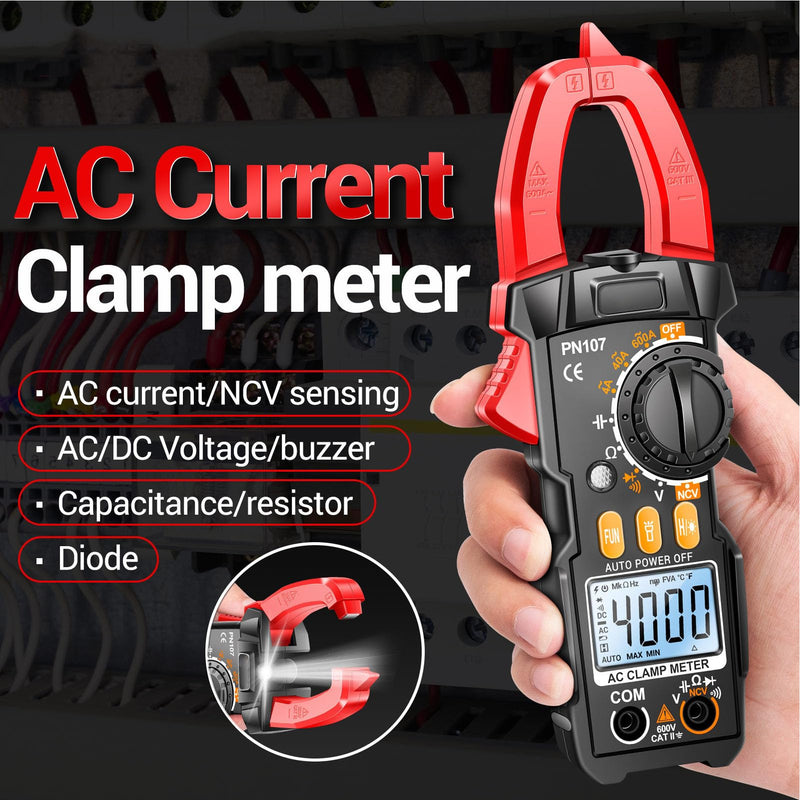 [Australia - AusPower] - Digital Clamp Meter Multimeter, 5999 Count Auto Ranging Amp Tester, Multimeter Voltage Tester with Backlit Display Screen, AC and DC Current, AC Voltage, Resistor, Capacitance Test 
