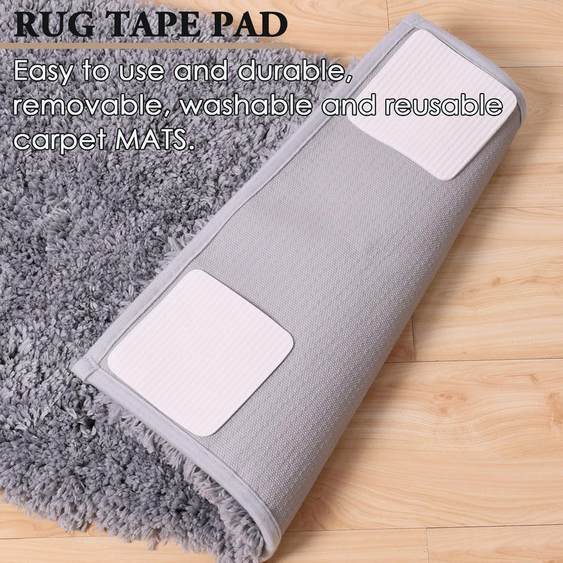AKOAK 8 Pcs Rug Tape Pad, Rug Pad Gripper, Non-Slip Mat Anti-Skid Stickers for Area Rugs, Grip Rug Corners to Prevent Sliding