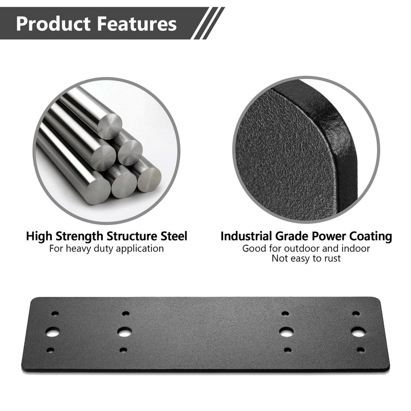 Sihnman 10" X 3" Straight Steel Flat Metal Plate (2 pc) with Powder Coating, Mending Plate, Joining Brackets, I Strap for Truss Framing
