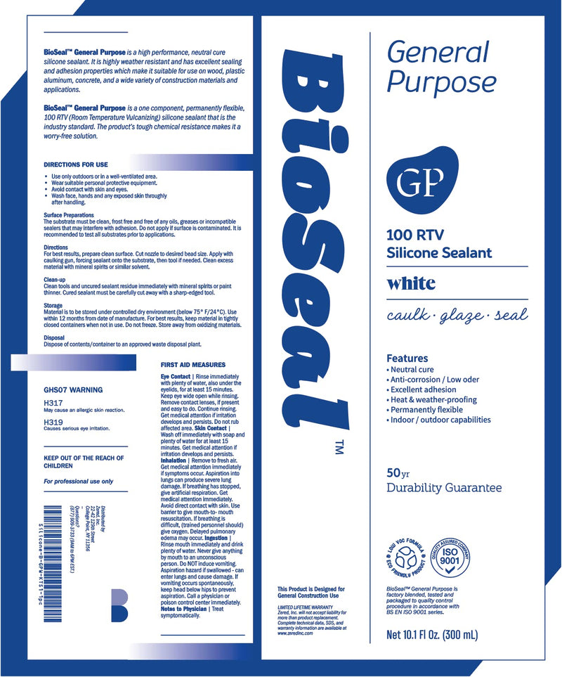[Australia - AusPower] - White BioSeal 100% Silicone Sealant Caulk General Purpose, Waterproof and No Odor 10.1 Ounce Cartridge -White Single Tube 1 