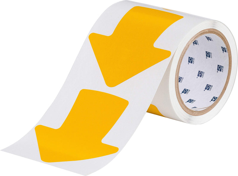 Brady 121048 Nonabrasive Arrow Shape Floor Marking Tape, 4" Width, Yellow (Pack of 100 per Roll)
