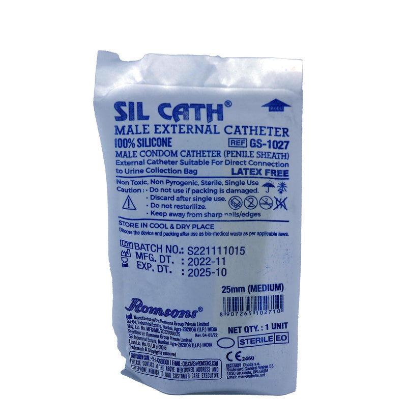 [Australia - AusPower] - Complete Kit Urinary 5 days 5 Condom Catheters External Self-Sea + Leg Bag 750ml + Straps with a 5.9 inch 15 cm tube (Medium 25 mm 1 Inches) Medium 25 mm 1 Inch 