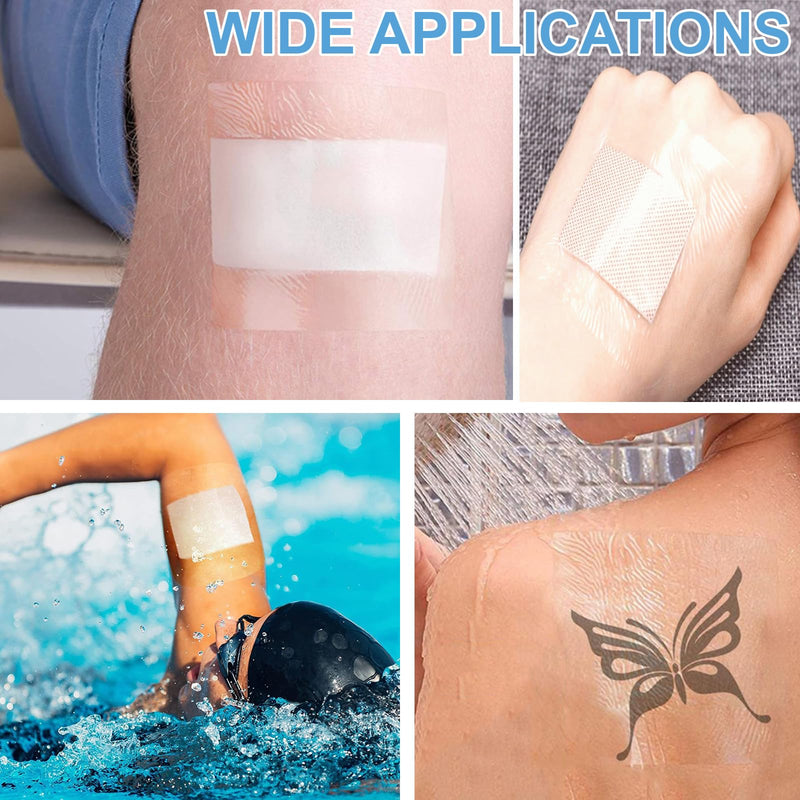 Waterproof Bandages Transparent Film Dressing, 2 Inch x 10.94 Yard - Second Skin Healing Protective, Clear Adhesive Bandages Shower Shield Dressing Tape for Tattoos Aftercare Swimming