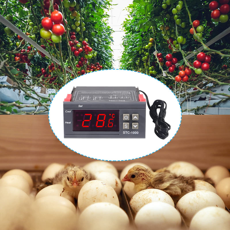 [Australia - AusPower] - 2pcs STC-1000 DC 110V-220V 10A Digital LED Temperature Controller Thermostat Control Switch 2 Relay Output and NTC 10K Thermistor Sensors Temperature Probe 