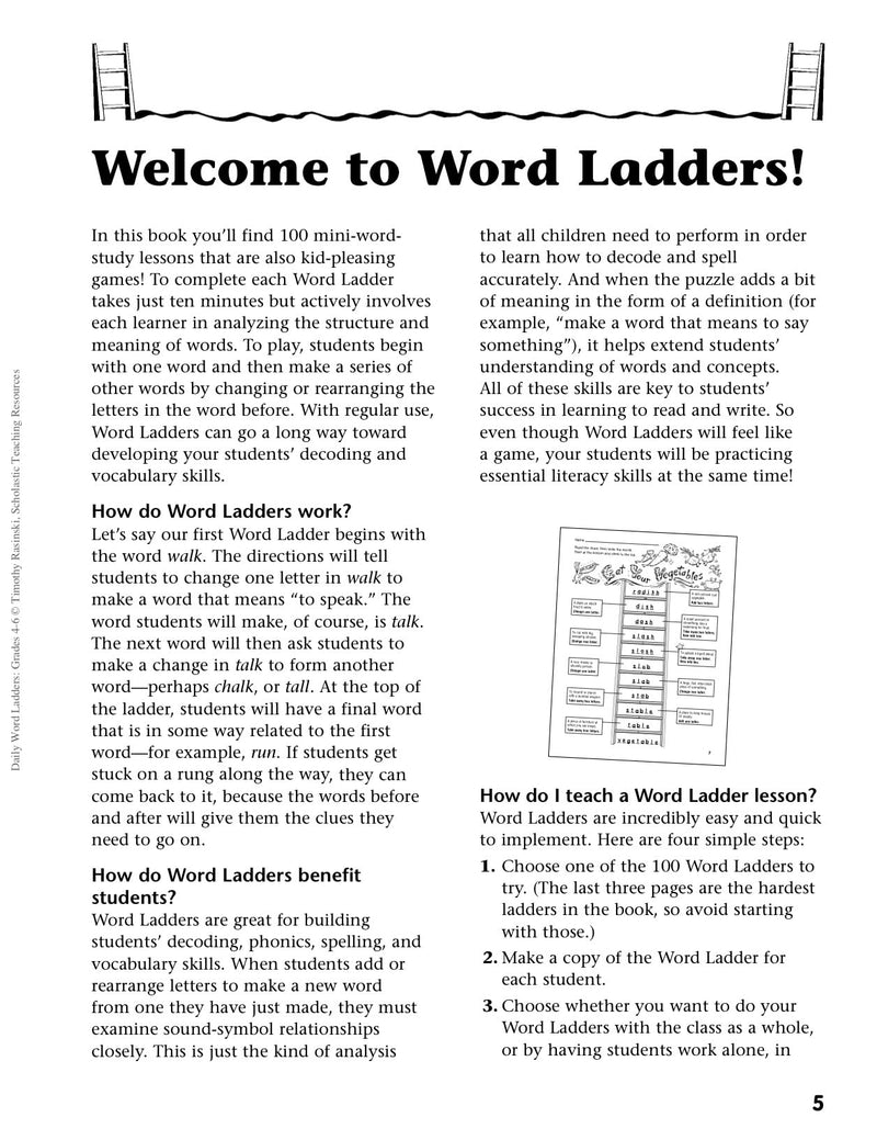 [Australia - AusPower] - Daily Word Ladders: Grades 4-6: 100 Reproducible Word Study Lessons That Help Kids Boost Reading, Vocabulary, Spelling & Phonics Skills--Independently! 