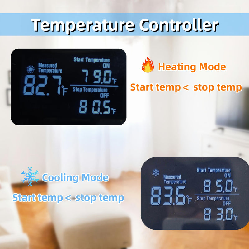 [Australia - AusPower] - Digital Temperature Controller, Plug in Thermostat Outlet, 1800W 15A 6 Modes Temperature Heating Cooling Controller Socket for Indoor, Reptiles, Greenhouse 
