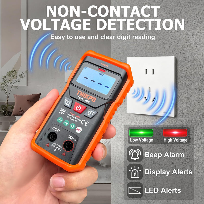 [Australia - AusPower] - THIKPO TRMS Digital Multimeter 4000 Counts with NCV, Auto-Ranging Multimeter Measures AC/DC Voltage, Resistance, Capacitance, Continuity, Live Wire Detection, Backlight, Data Hold 