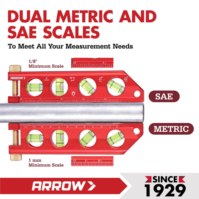 [Australia - AusPower] - ARROW 6.3-Inch Torpedo Level, Magnetic Leveler with 0°/30°/45°/90° Bubbles, Top-view Windows, Aluminium Alloy Frame, Dual Metric and SAE Scales & 17" Large Tool Bag with 36 Multipurpose Pockets 