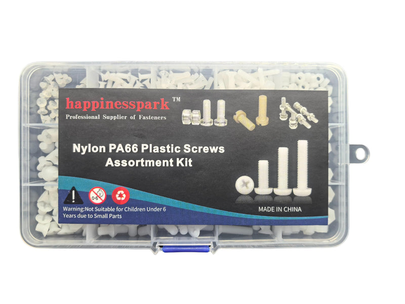 [Australia - AusPower] - Nylon PA66 M3 M4 M5 Plastic White Metric Cross Phillips Flat Head Screws Set Assortment Hardware Kit Pack of 470PCS in Plastic Storage Box (Electronics Repair DIY) M3-M5 