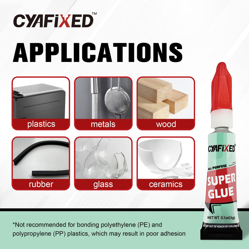 [Australia - AusPower] - Super Glue Liquid, All-Purpose Superglue, Cyanoacrylate Instant Adhesive for Plastic, Wood, Metal, Repair - Four 3 Gram Tubes, Clear 4 Pcs 