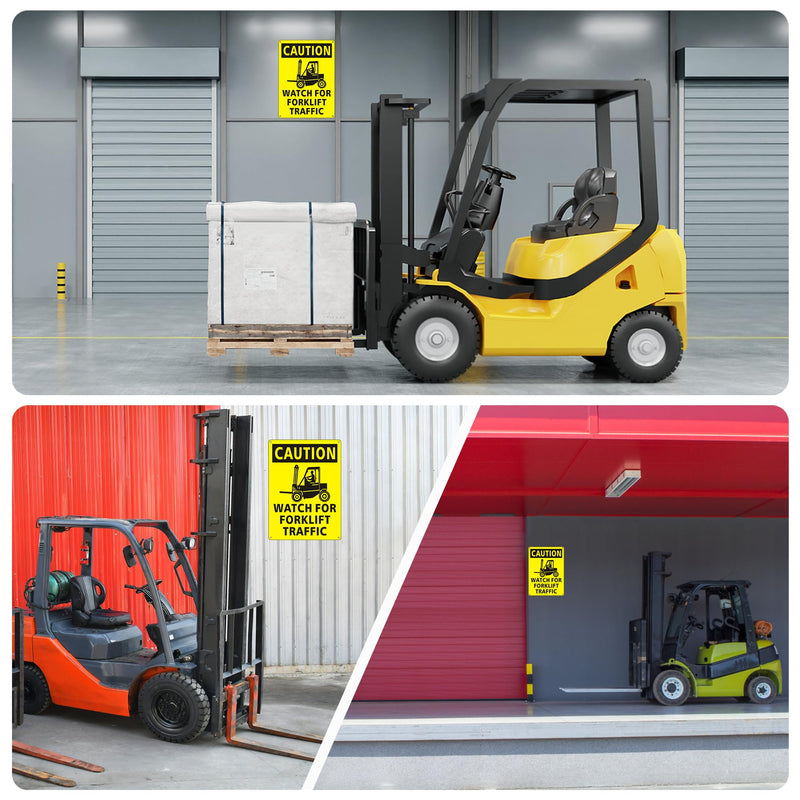 (2 Pack) Caution Watch for Forklift Traffic Safety Sign, 10 x 14 Watch for Forklift Reflective Aluminum Metal Signs Rust Free Waterproof and Easy to Install 10 x 14 inches Yellow