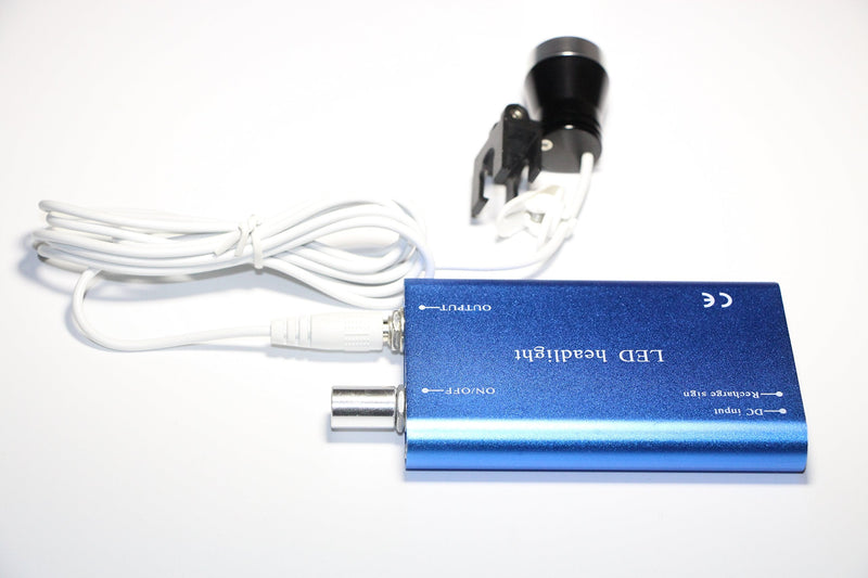 [Australia - AusPower] - 'Dental Power Dental Binocular Loupes 3.5X 420mm + LED Head Light Lamp +Aluminum Box (Blue) 