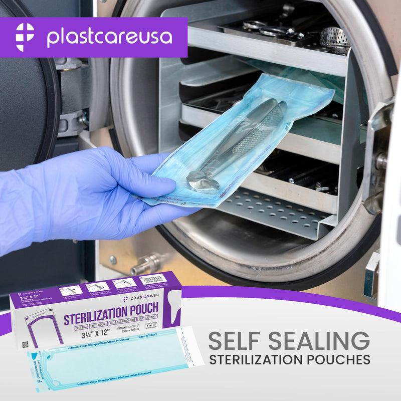 [Australia - AusPower] - 200 3.25 X 12 Inch Self Sterilization Pouches for Dental Offices, Autoclave Sterilizer Bags Pouch for Dentist Tools Cleaning Tools, 1 Box of 200 Pouches 